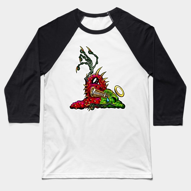 Good Vs Evil Cartoon Imaginary Devil Angel Monster Baseball T-Shirt by Squeeb Creative